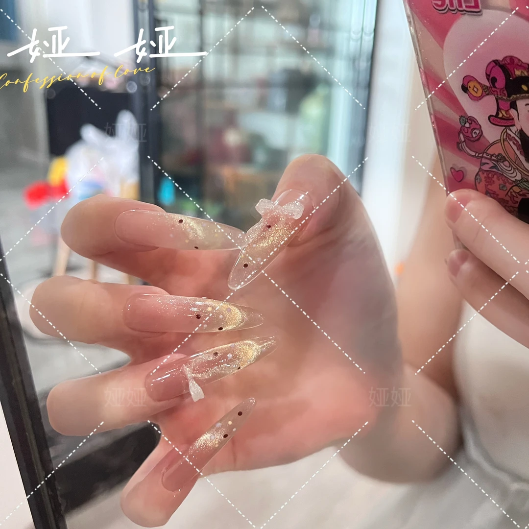 【少女诗画】高级轻奢纯欲猫眼美甲纯手工穿戴甲显白10片美甲贴