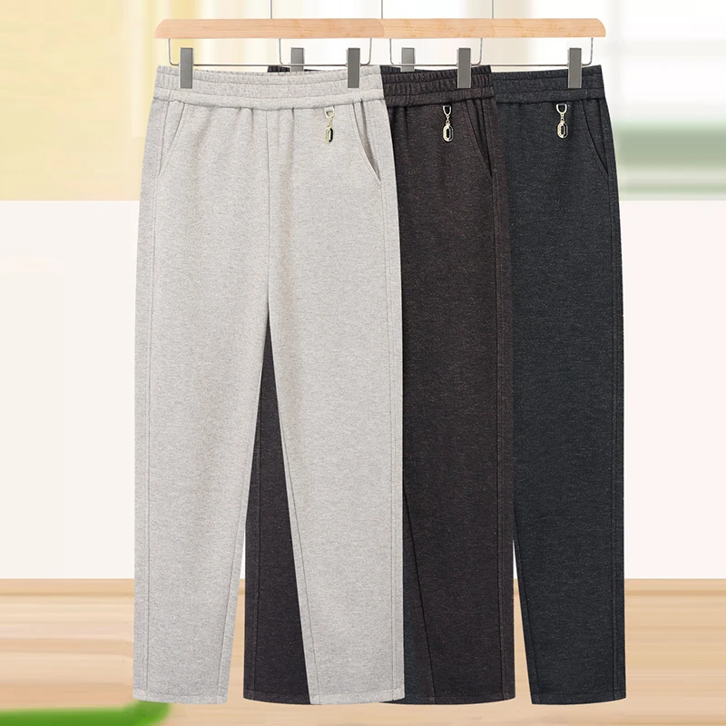 新款春秋妈妈裤子高腰百搭休闲裤中老年宽松长裤松紧腰洋气长女裤
