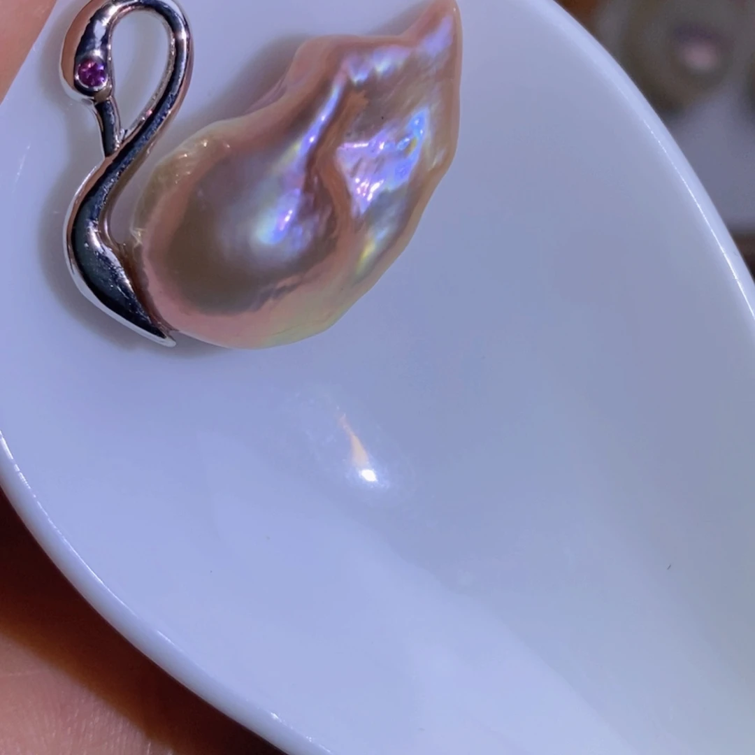 银S925镶嵌天然淡水珍珠淡水珍珠