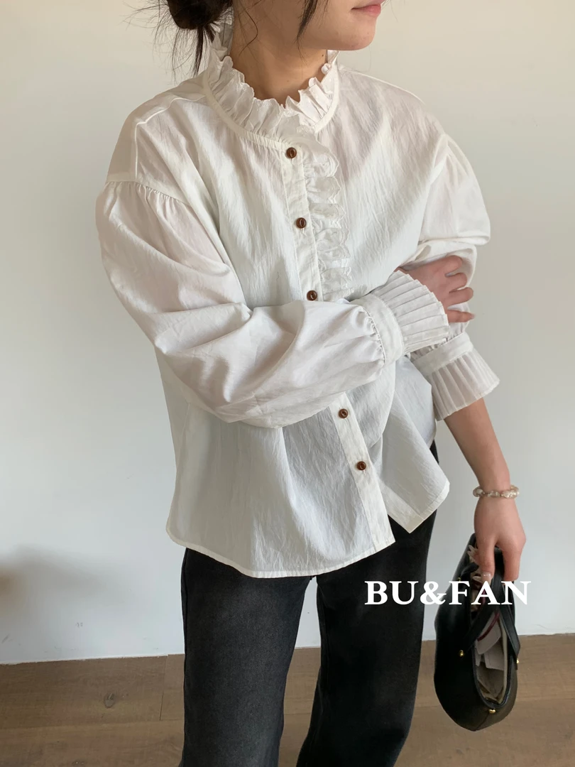 （库）温柔瑶-布凡#法式花边减龄温柔气质衬衫#99011