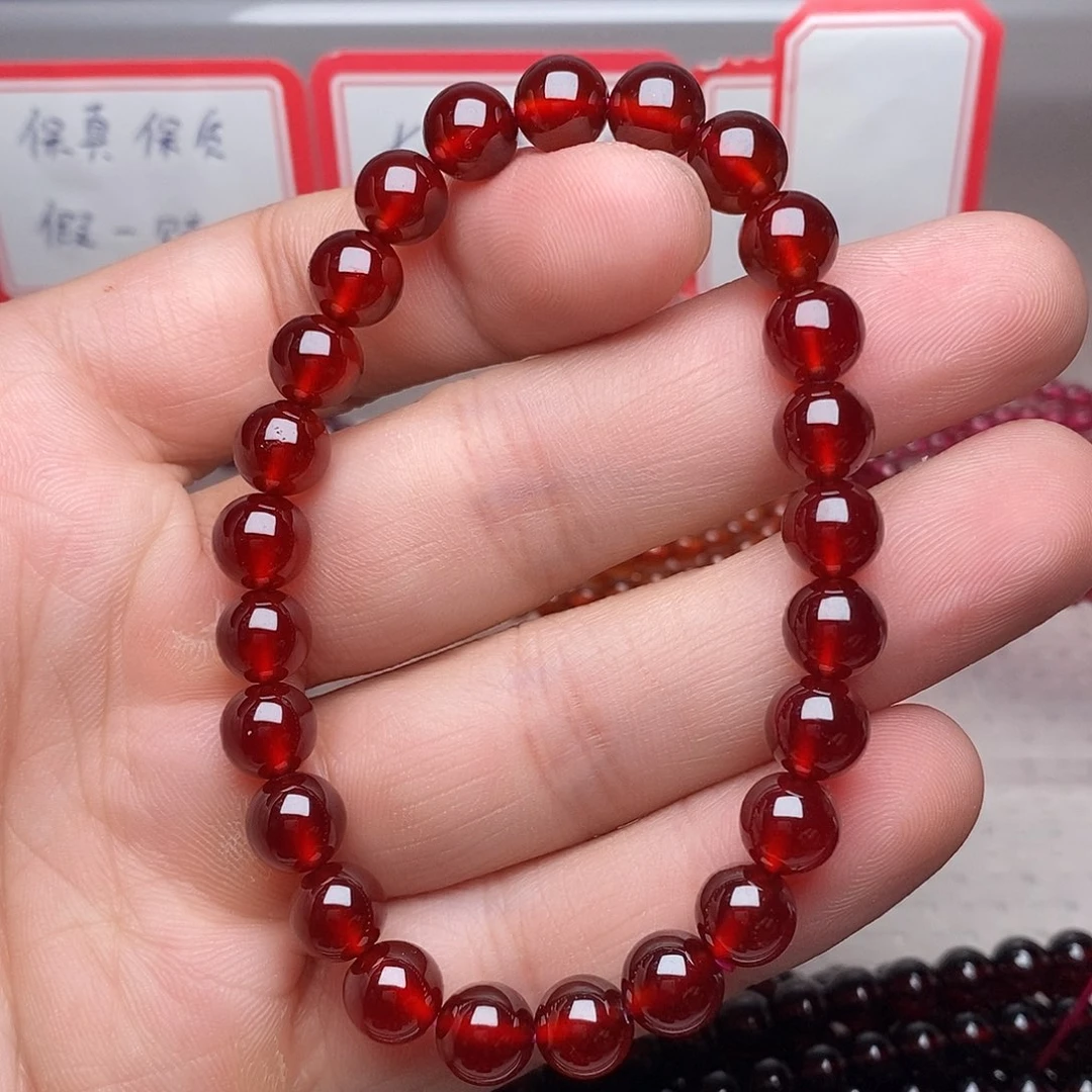 手链石榴石未镶嵌卡7.6橙红净体单圈