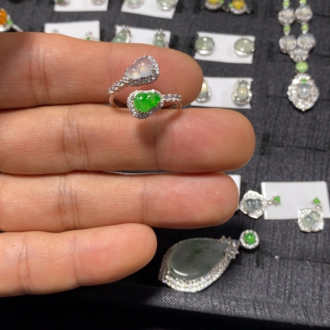 翡翠银S925镶嵌戒指