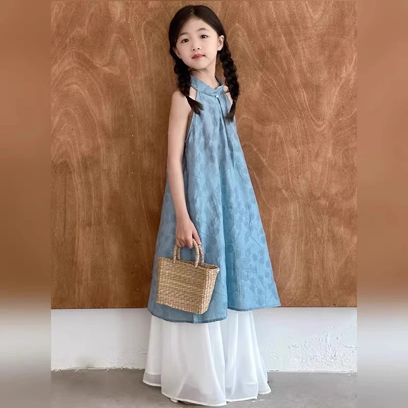 女童旗袍裙套装夏款爆款2025新款6-12岁潮款高级感洋气中国风女孩