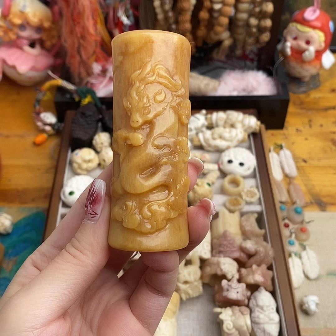 鹿骨把件M14马骨手雕祥云蛇骨笛