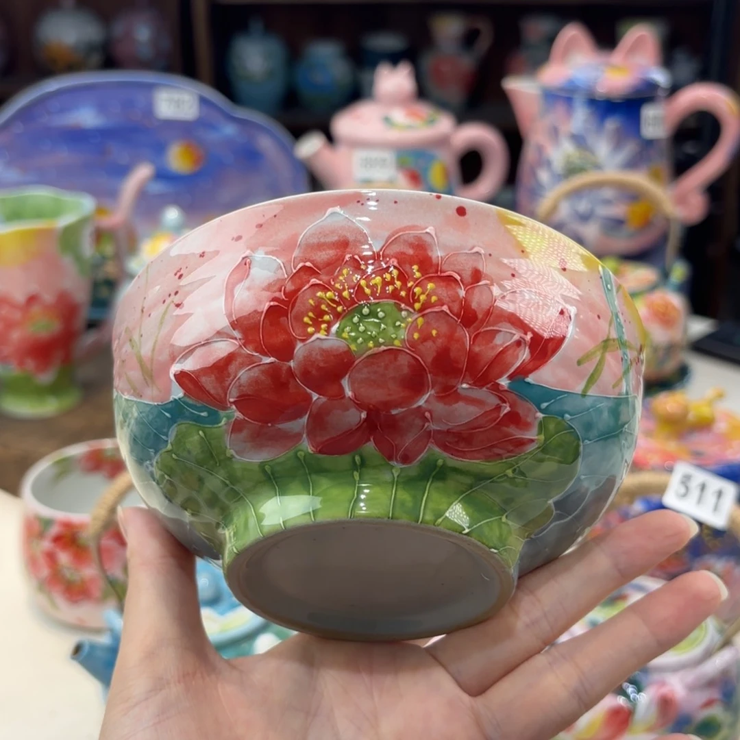 景德镇手绘高温釉下彩陶瓷茶具