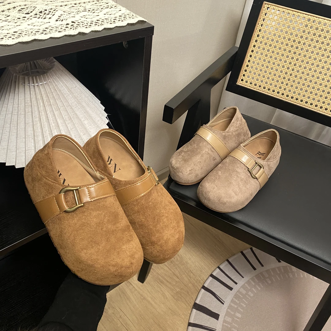 2025春夏季新款时尚百搭皮带扣勃肯鞋设计感两穿爆款内增高包头拖
