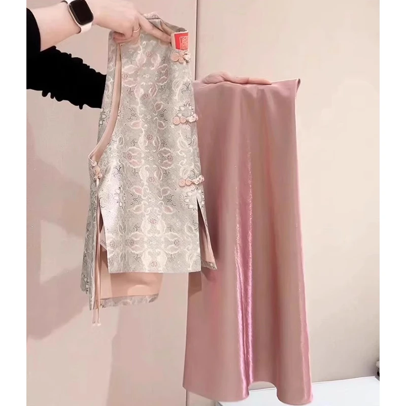 新中式女装国风马甲轻奢高级感超火两件套装夏日穿搭一整套2025年