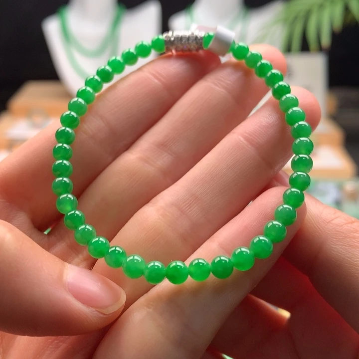 翡翠未镶嵌手链天然缅甸A货翡翠卡4.3mm