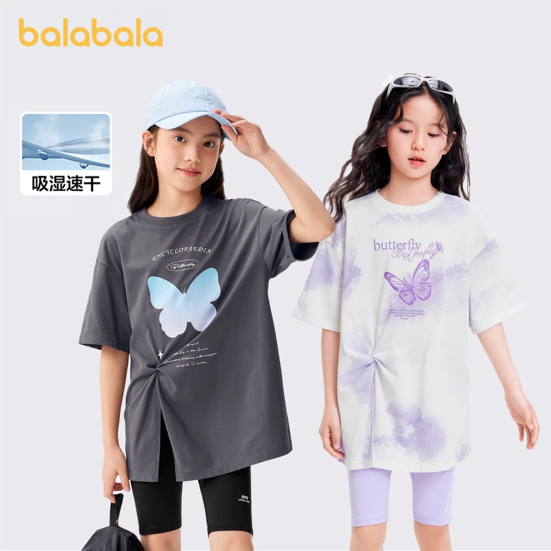 巴拉巴拉儿童短袖女童t恤2025新款夏装大童速干印花上衣甜美时尚