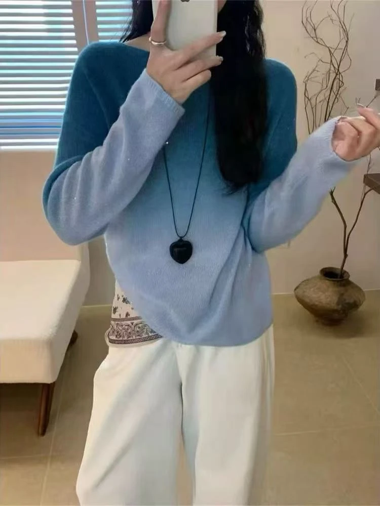 2075 拼色圆领毛针织衫秋冬款
