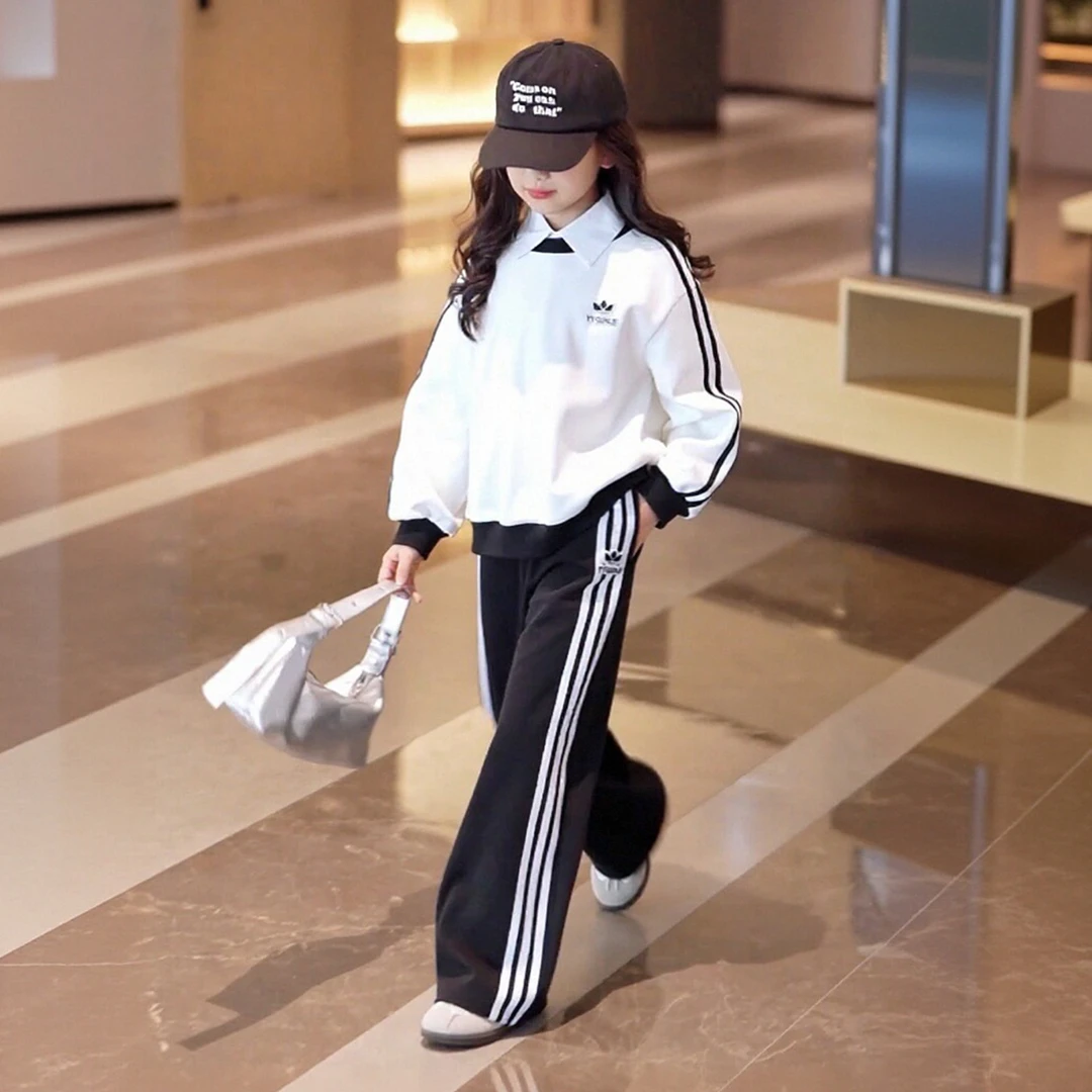 媛媛公主【学霸松弛感】女童秋装2025休闲百搭中大童套装15350B009