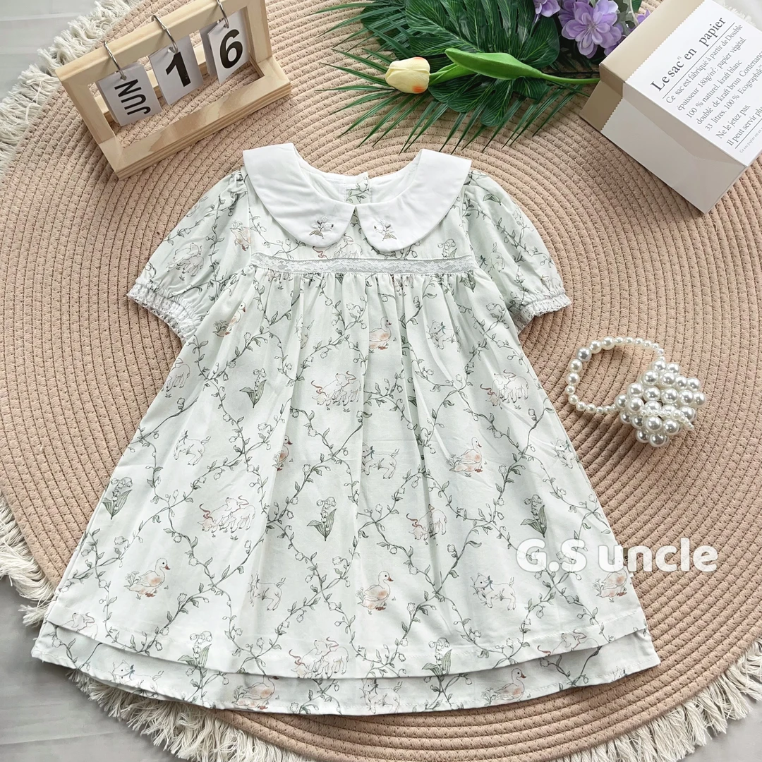 【绿光森林】Z135女童夏季优雅甜美百搭连衣裙女宝