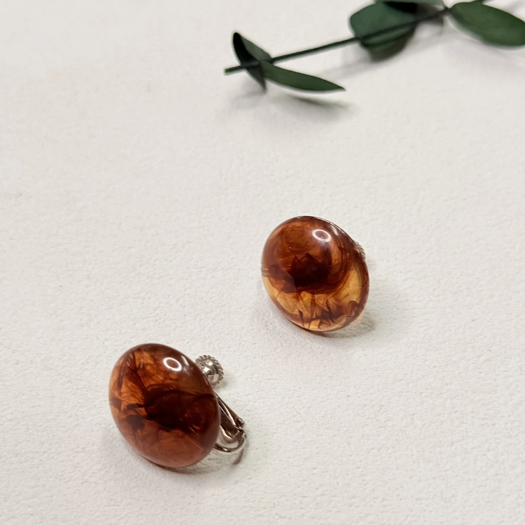 铜合金玻璃耳饰 【六六中古】孤品复古耳夹ap7010