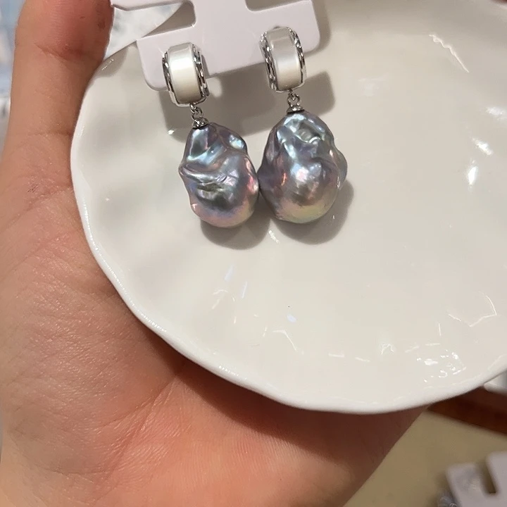 合金淡水珍珠耳饰