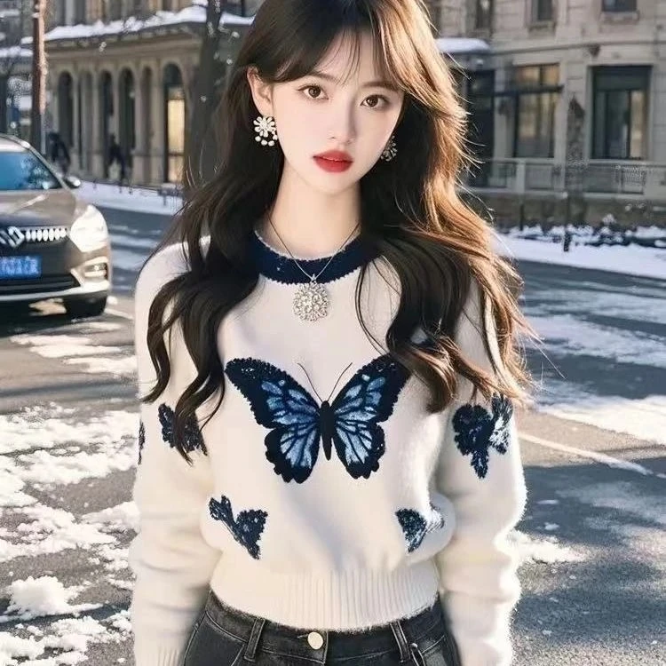 【岚岚100-251】韩版时尚百搭针织毛衣秋冬款打底宽松