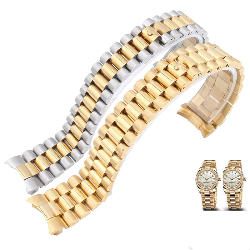 劳力力士日志型41mm表带三珠不锈钢手表带13 17 20 21mm钢链表链