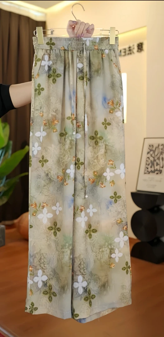 百搭提花阔腿裤家居裤夏季春季高腰休闲裤高腰