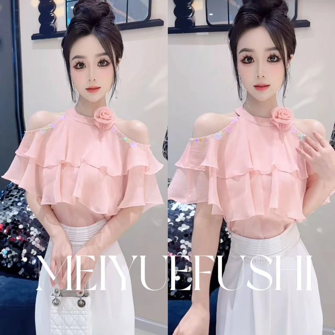 原创设计-桃之夭夭粉上衣