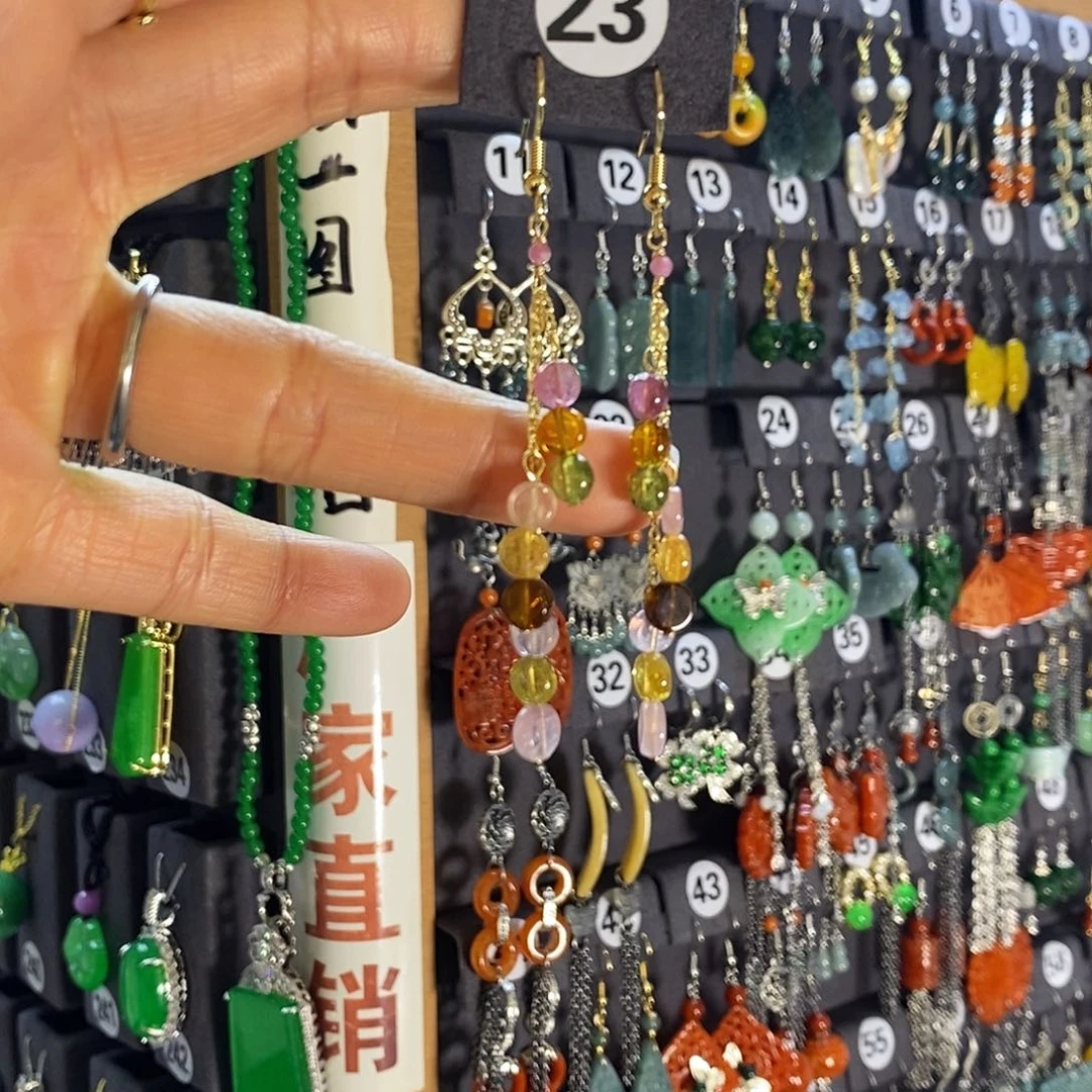 银S925镶嵌翡翠耳饰23