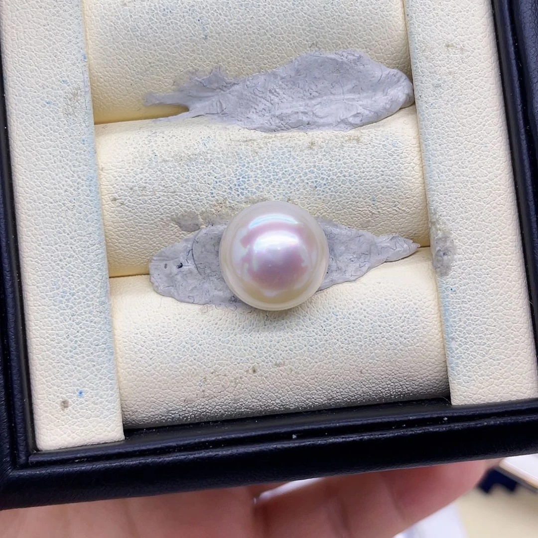 裸珠海水珍珠未镶嵌澳白炫粉光裸珠13.3mm