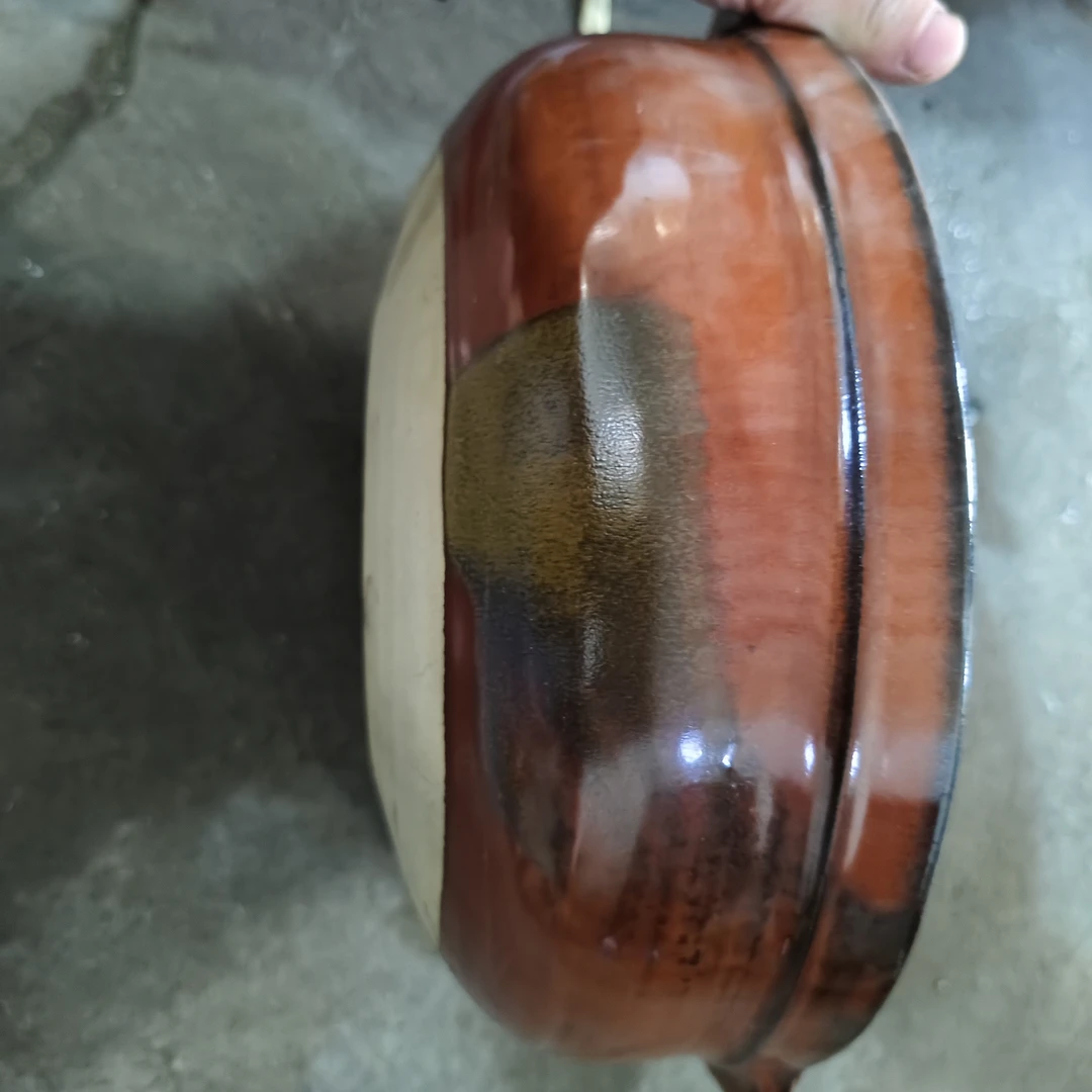 五厂铁红釉砂锅口径27高11