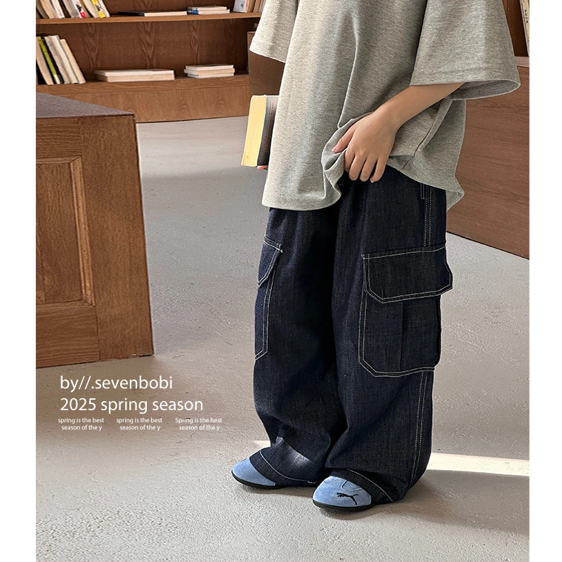 【现货】儿童牛仔裤春秋款童装2025新款男童裤子潮韩版长裤中小童