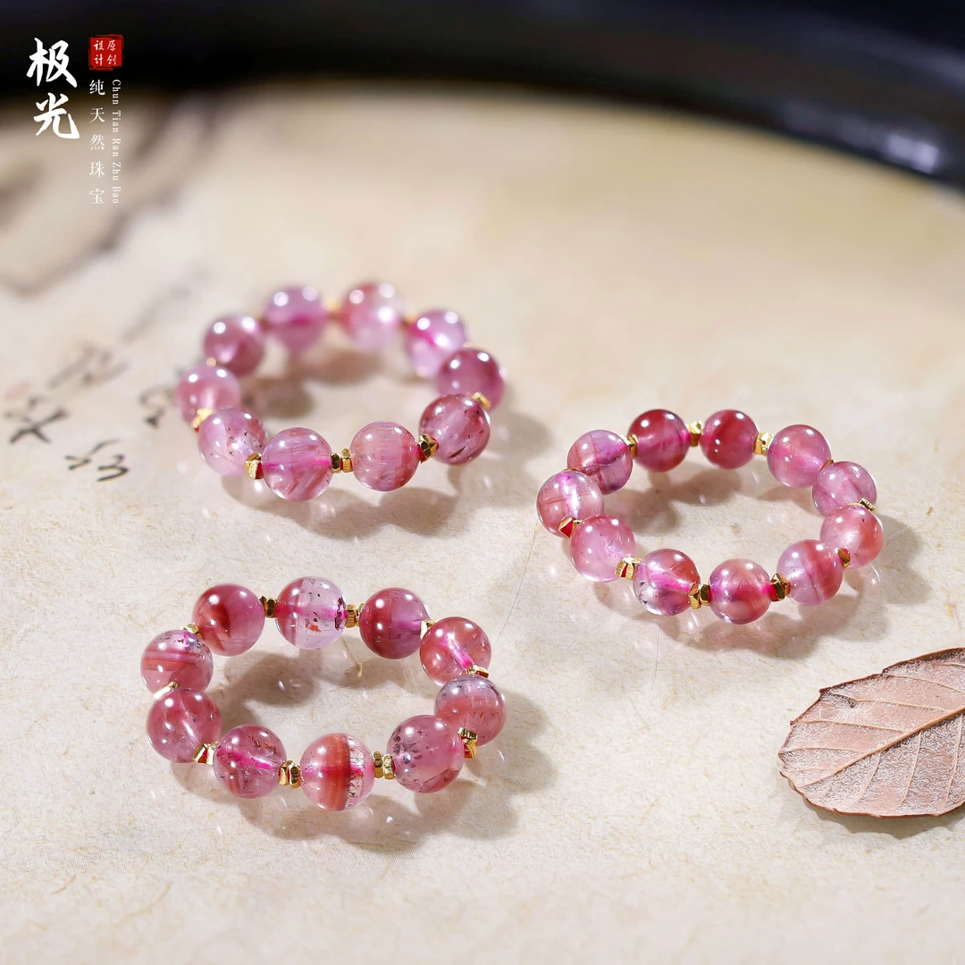 【桃总推荐】diy极光23红极光5mm圆珠戒指多样性发一件@@ZY50103012