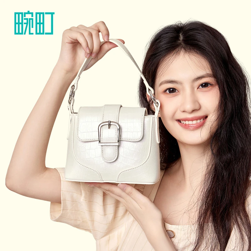 畹町压纹手提气质小方包女士百搭单肩包