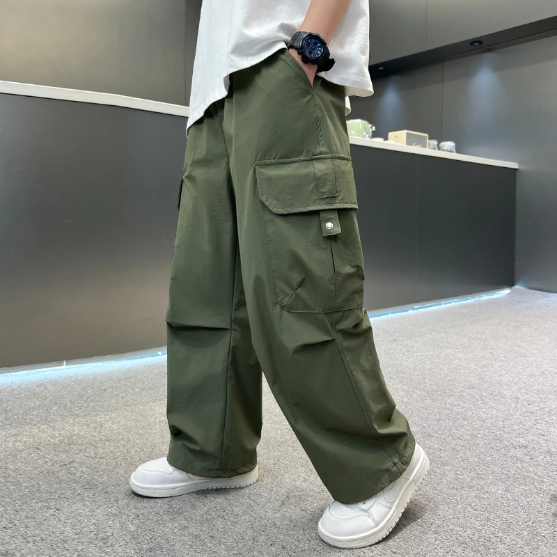 男童工装裤长裤夏季新款薄款运动中大童儿童春秋季直筒阔腿休闲潮