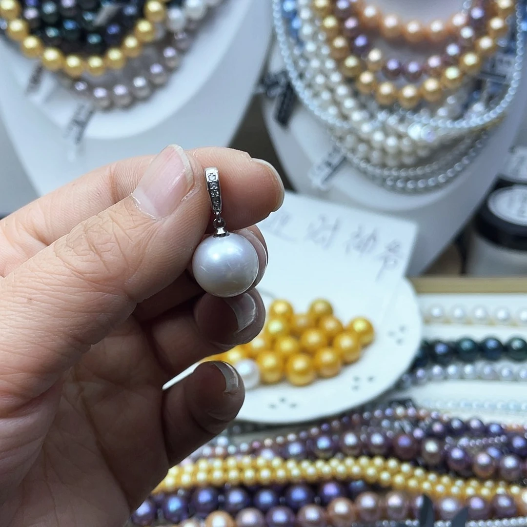 淡水珍珠耳饰银S925镶嵌