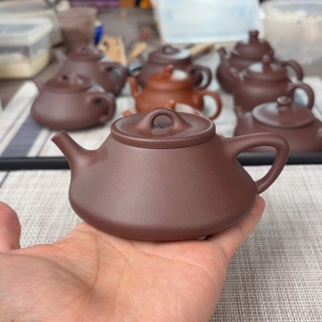 茶壶紫砂半手工老紫泥曲瓢壶180cc