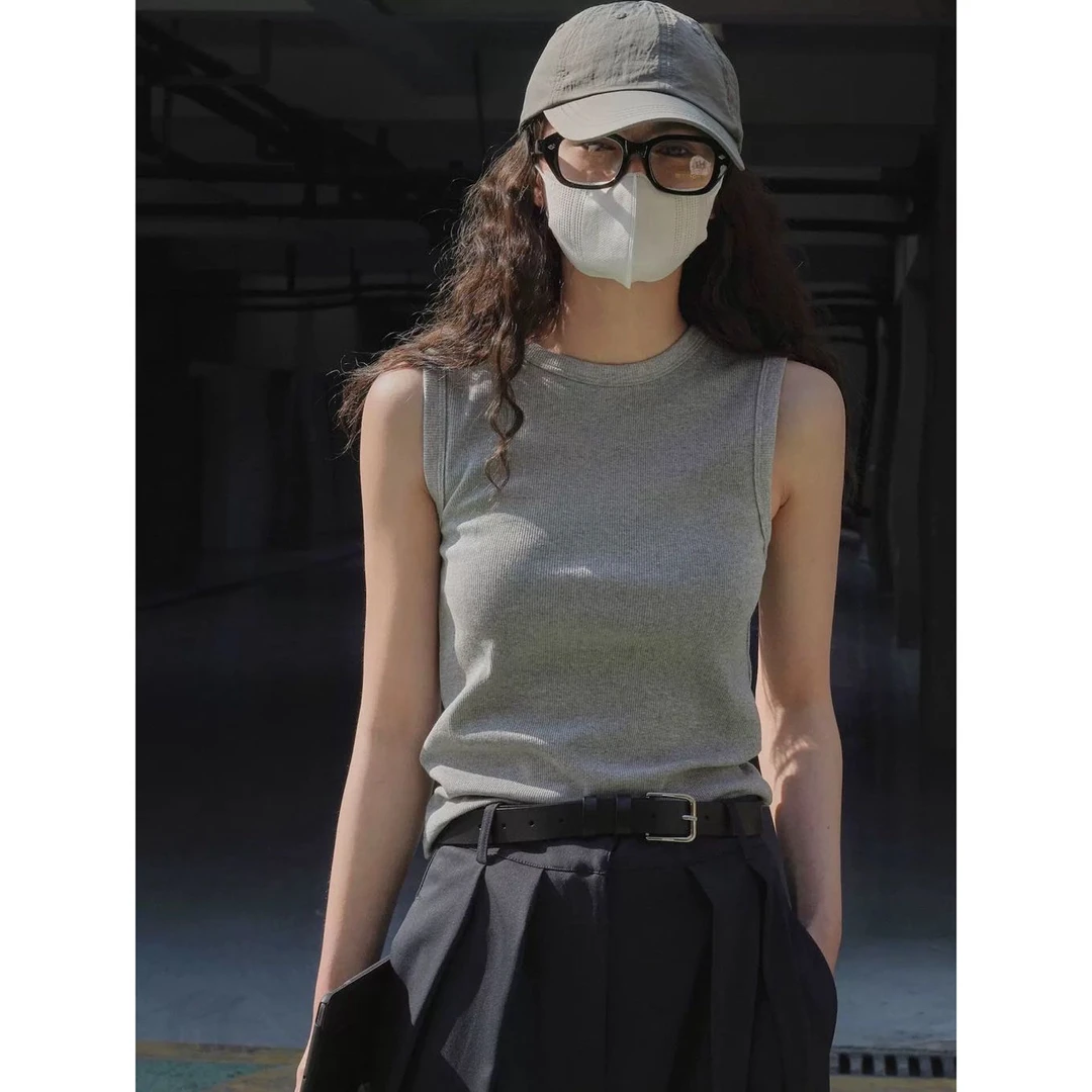 【很牛！巨遮副乳！】必冲！韩代eg*三色全棉螺纹背心上衣～