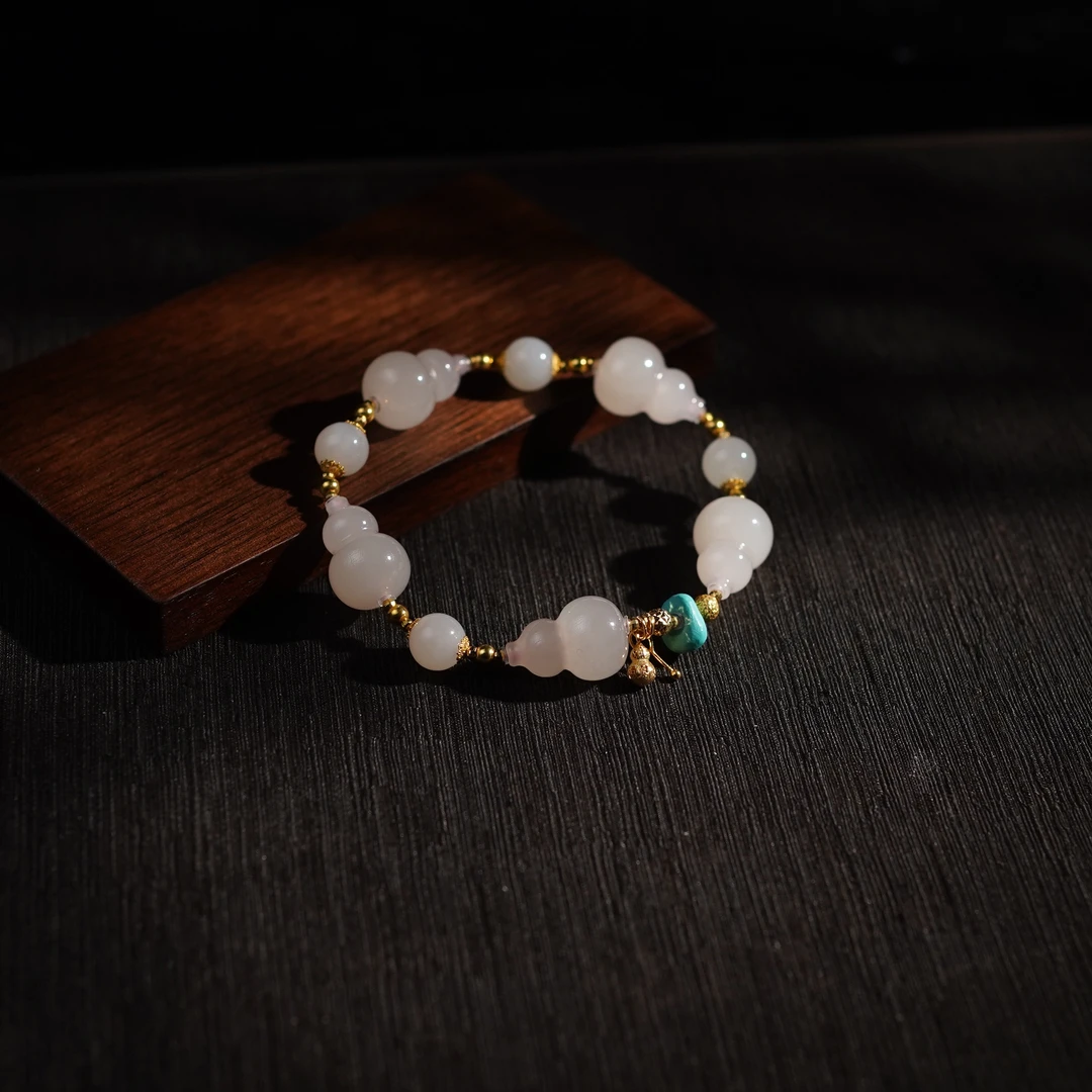 【昭禄】和田玉*手串*18k金镶嵌(备注手围）