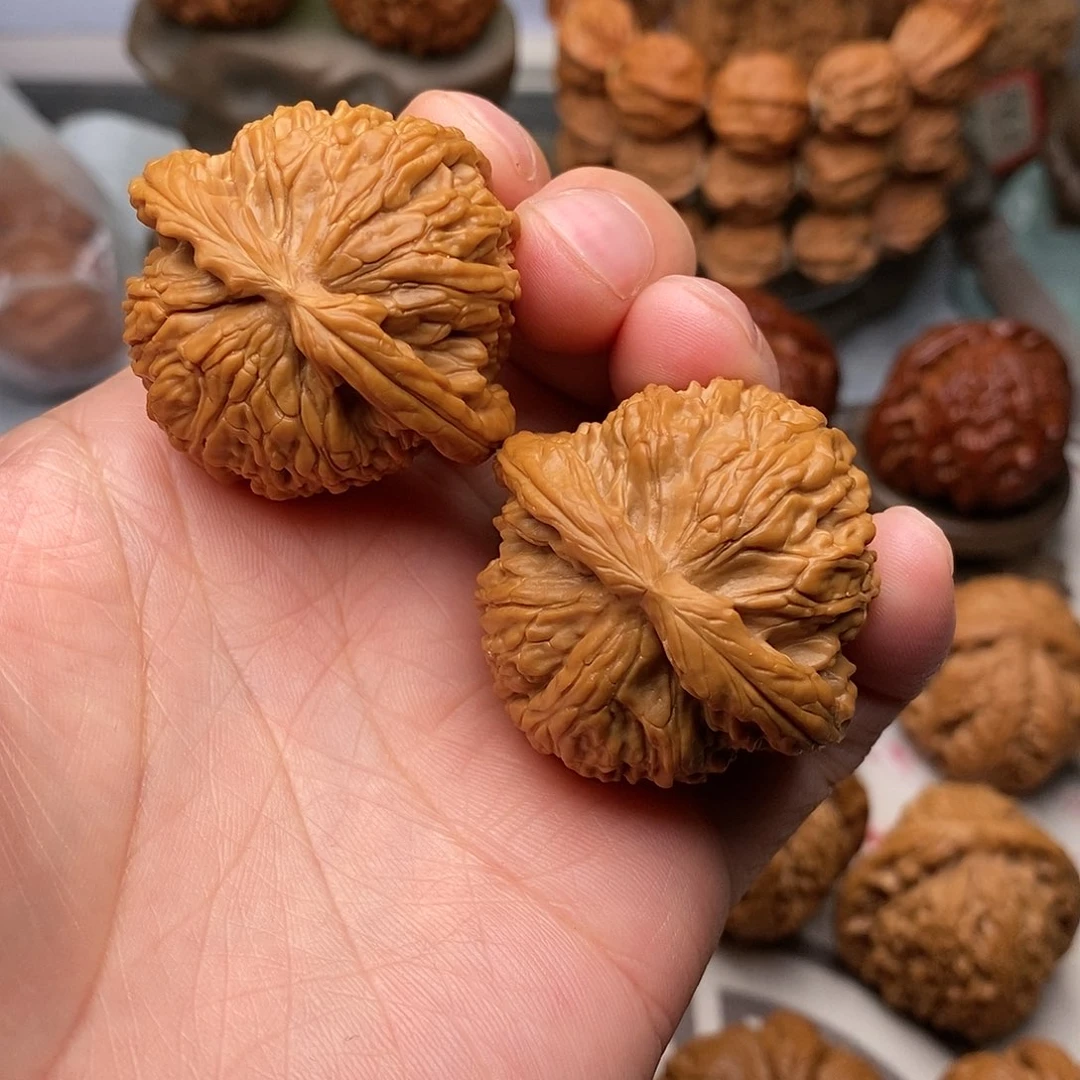 唐***四文玩核桃把件白狮子