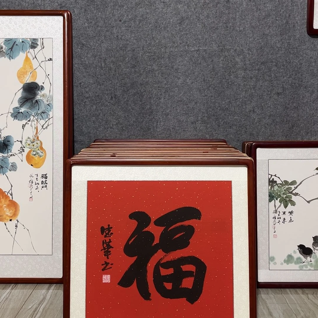 国画书画作品带框.63×63