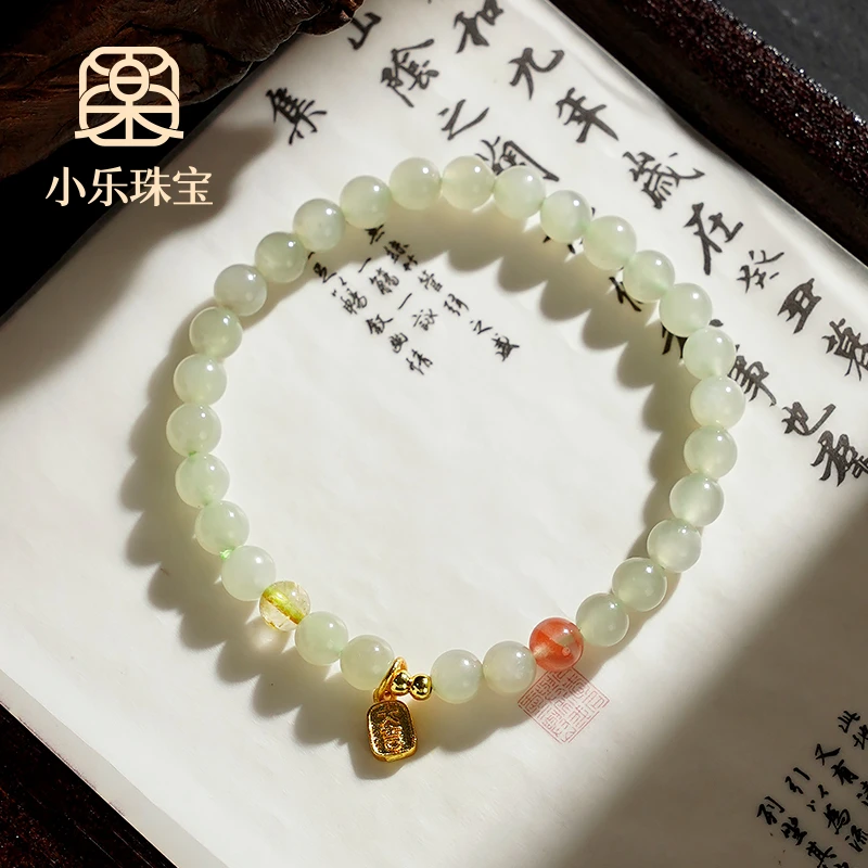 小众时尚设计单圈和田玉女式手链多样性发一-9851