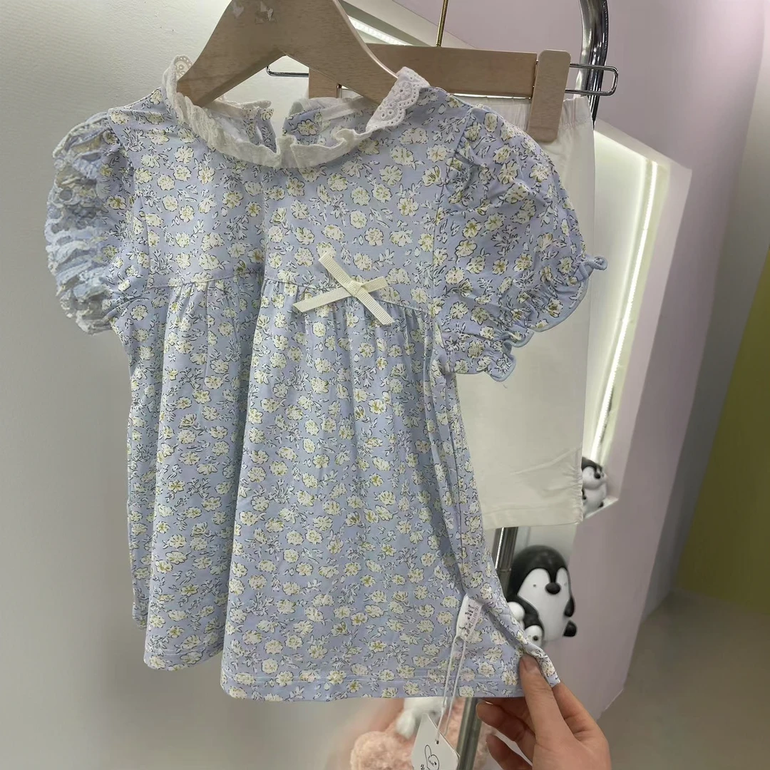 小贝心 ®春夏满印碎花裙子套装泡泡袖韩版时尚