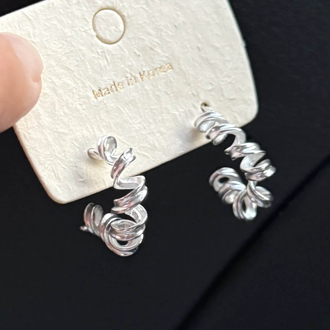 铜合金耳饰 耳环日韩女原创设计欧美通用耳饰银色耳夹耳钉气质