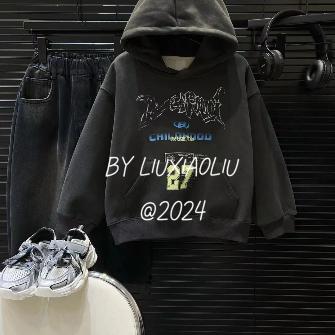 杭州六小六正版 BY LIUXIAOLIU秋冬季儿童加绒连帽卫衣12226