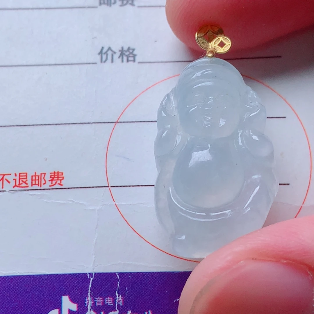 翡翠18K金镶嵌颈饰白冰