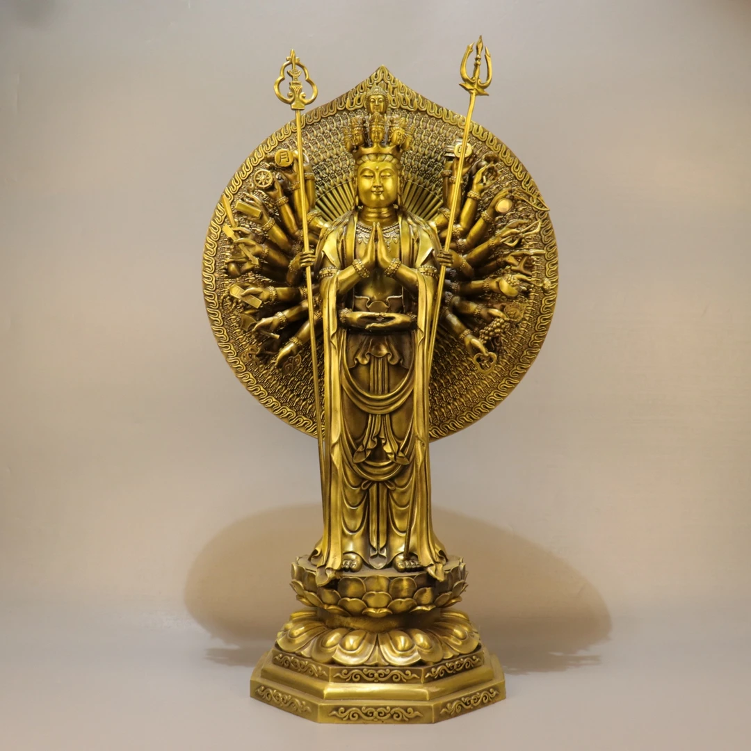 背光站千手观音菩萨高度50厘米底座直径28厘米高24厘米 重约15kg