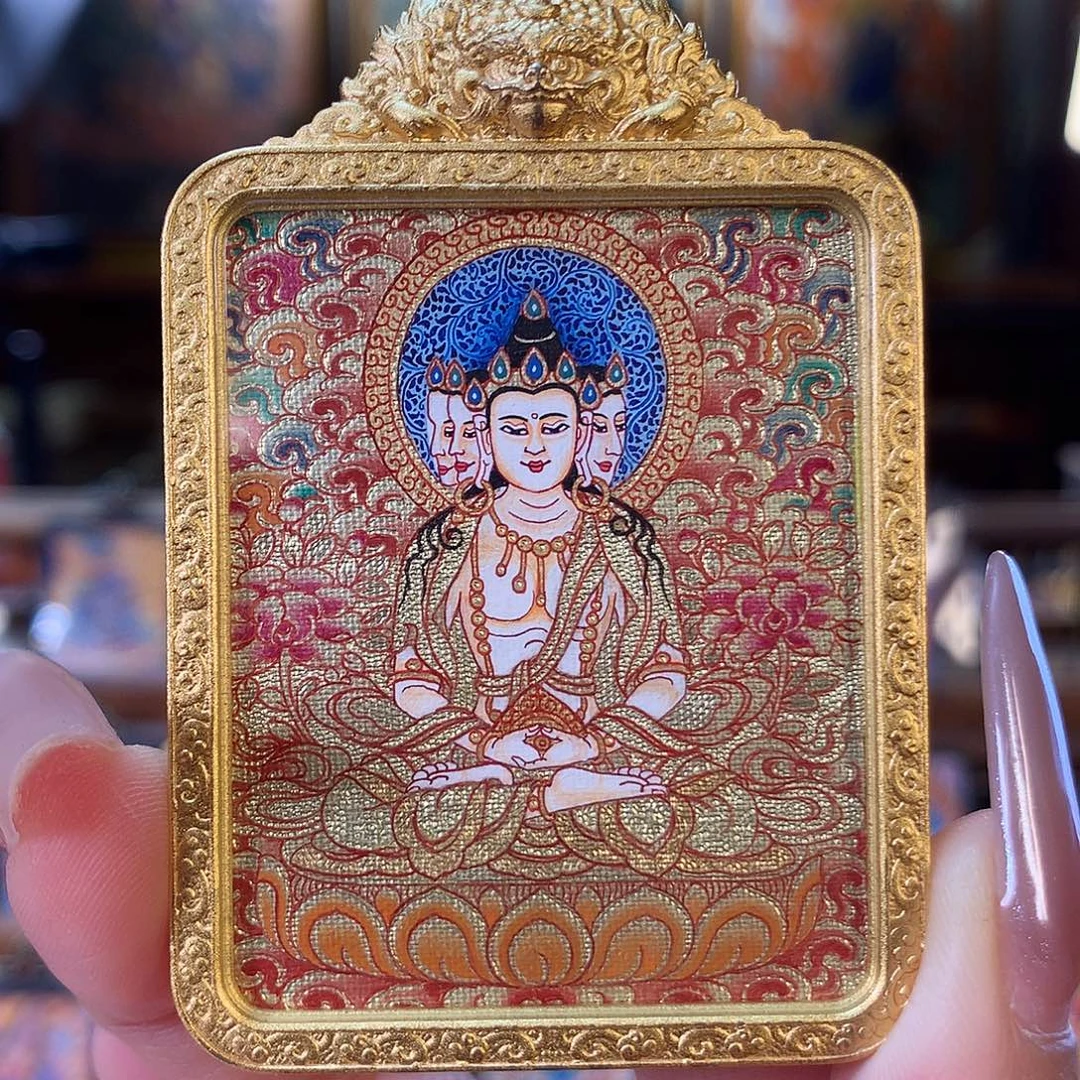 跟***！吊坠热贡纯手绘唐卡大日