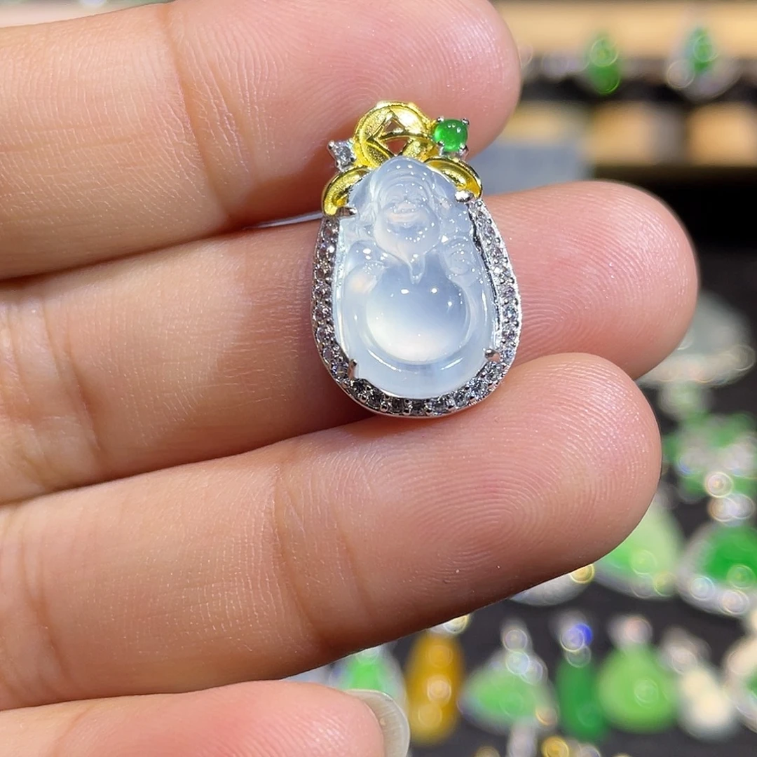 翡翠银S925镶嵌吊坠(不含链)