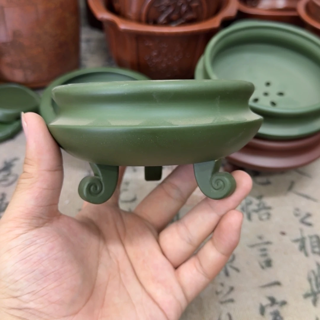 紫砂花盆10x3.5内经紫砂花盆