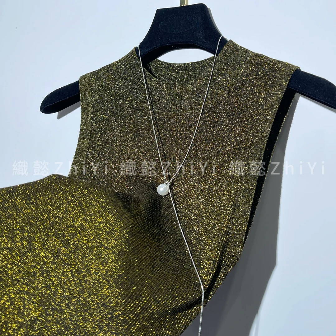 織懿ZHIYI •（古木青提）2024意大利进口水晶纱时尚百搭显瘦背心