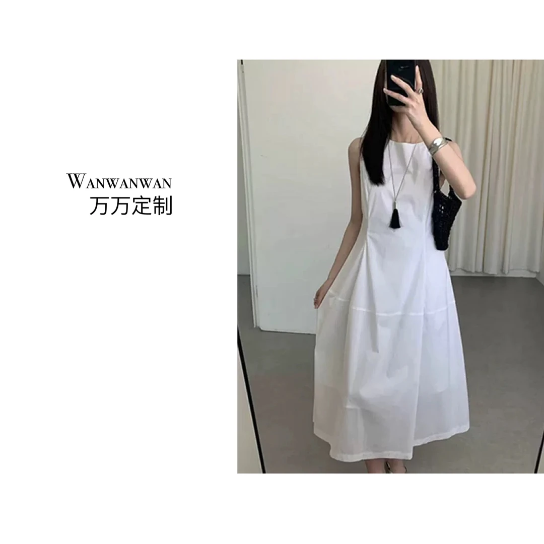 【Wanwan】韩系无袖背心花苞收腰通勤连衣裙#3996