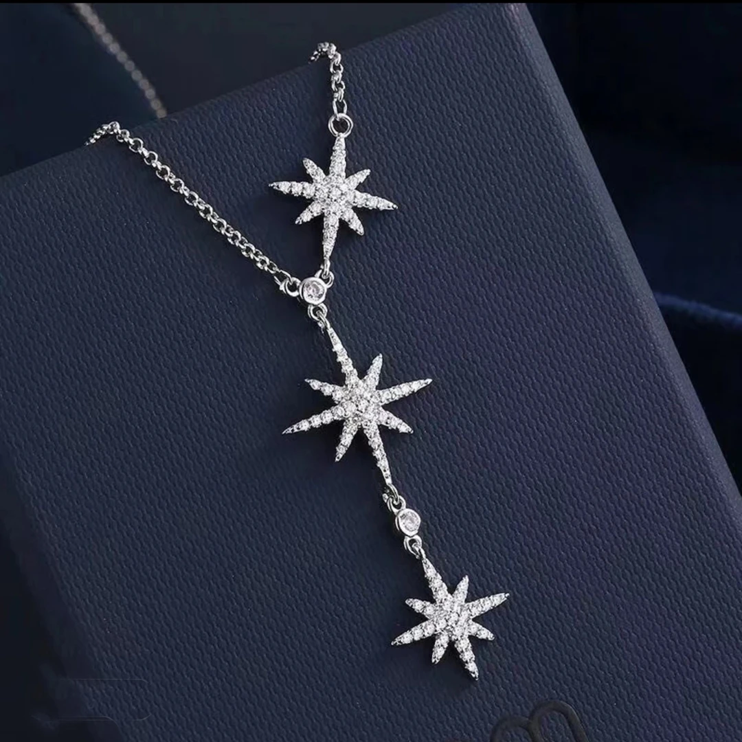 【贞爱福铂金】Pt950铂金六芒星套链镶钻轻奢百搭简约时尚