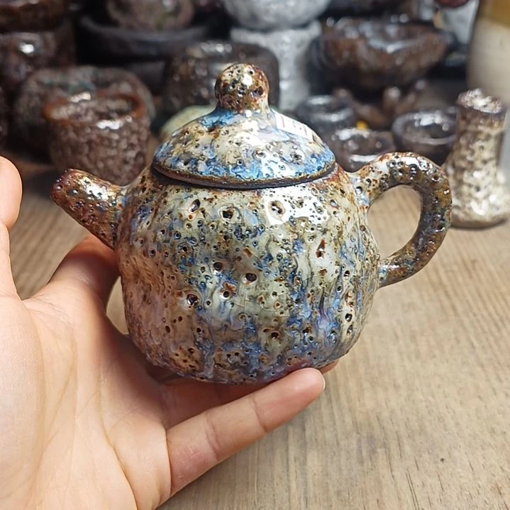 志野柴烧手捏壶一秋****?