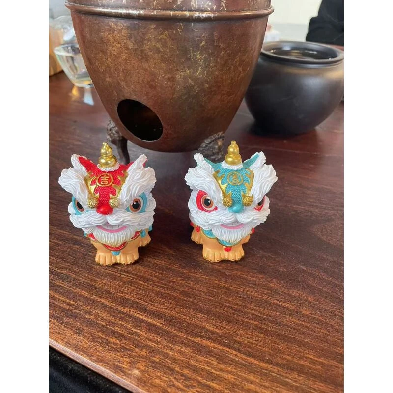 李叁茶生活 蓝色红色 醒狮茶宠一对（Q7027）