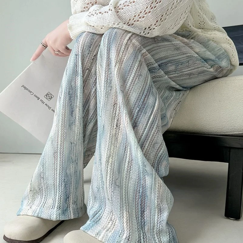 孕妇裤子2025新款夏季薄款外穿蕾丝时尚印花垂感透气蕾丝阔腿裤女